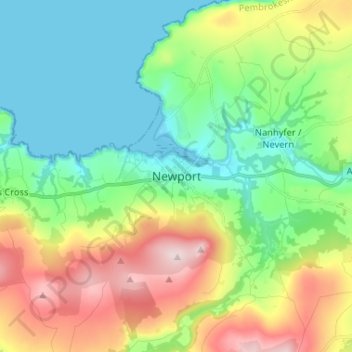 Newport地形图、海拔、地势
