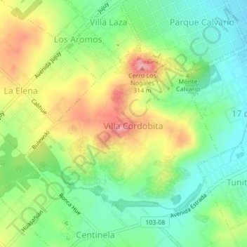 Cerro Granito地形图、海拔、地势