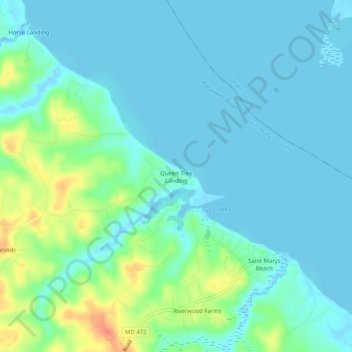 Queen Tree Landing地形图、海拔、地势
