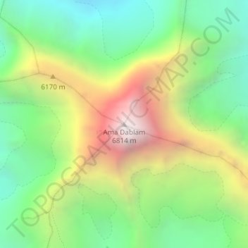 Ama Dablam地形图、海拔、地势