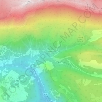Saint-Pons地形图、海拔、地势