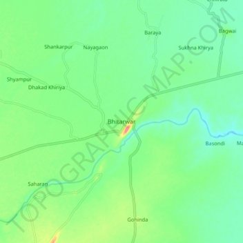 Bhitarwar地形图、海拔、地势