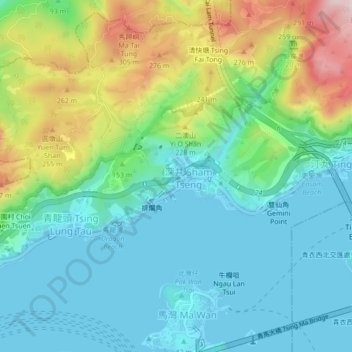 深井村地形图、海拔、地势