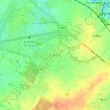 Bauffe地形图、海拔、地势