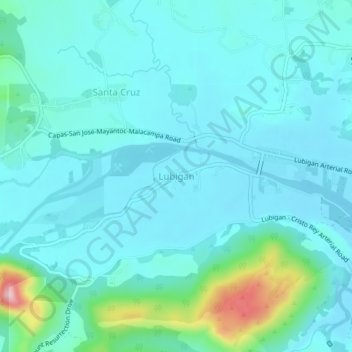 Lubigan地形图、海拔、地势