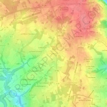 La Mare地形图、海拔、地势