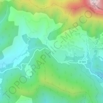 Col de Valouse地形图、海拔、地势