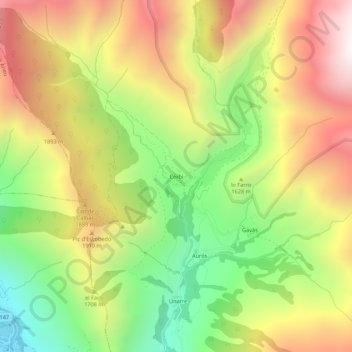 Cerbi地形图、海拔、地势