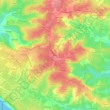 Potin地形图、海拔、地势