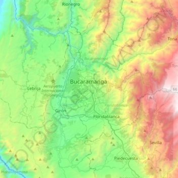 Bucaramanga地形图、海拔、地势