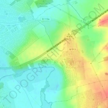 Sur les Vignes地形图、海拔、地势