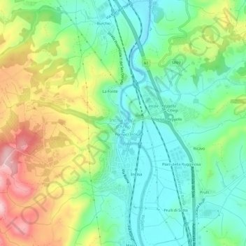 Incisa in Val d'Arno地形图、海拔、地势