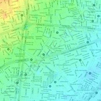 Parque de las iguanas地形图、海拔、地势