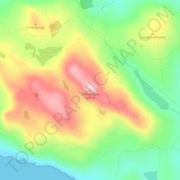 Croaghegly地形图、海拔、地势