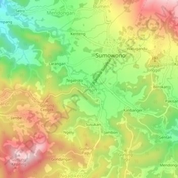 Lanjan地形图、海拔、地势