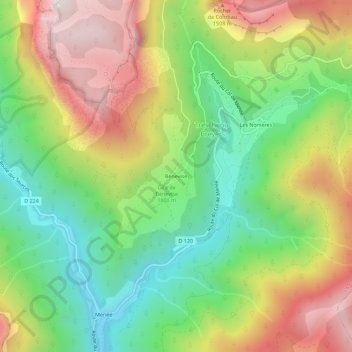 Bénevise地形图、海拔、地势