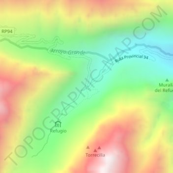 Cajón de Arenales地形图、海拔、地势