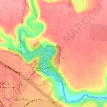 Organ Pipes地形图、海拔、地势