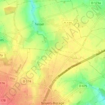 Brettevillette地形图、海拔、地势