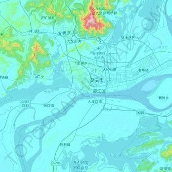 大观区地形图、海拔、地势