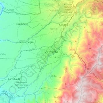 Armenia地形图、海拔、地势