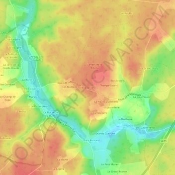 Bois Brûlé地形图、海拔、地势