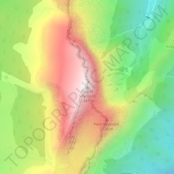 Grand Veymont地形图、海拔、地势