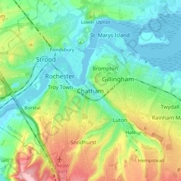 Chatham地形图、海拔、地势