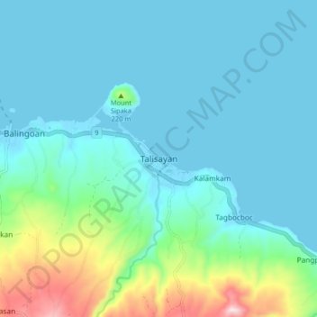 Talisayan地形图、海拔、地势