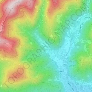 Chauveroche地形图、海拔、地势
