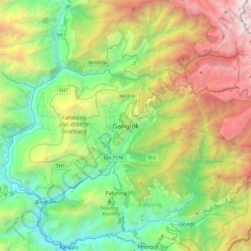 甘托克地形图、海拔、地势