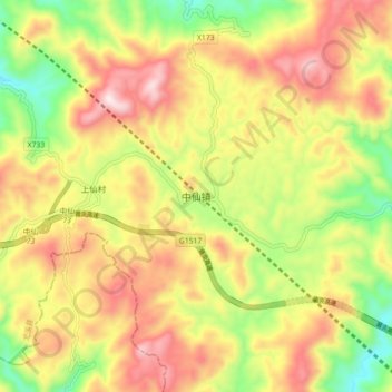 中仙镇地形图、海拔、地势
