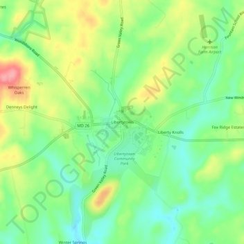 Libertytown地形图、海拔、地势