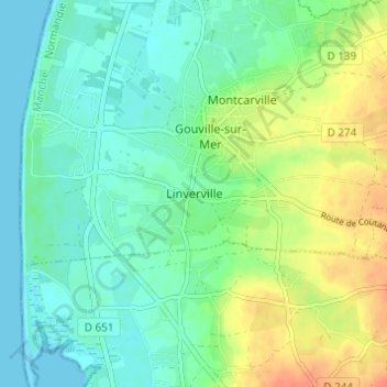 Linverville地形图、海拔、地势