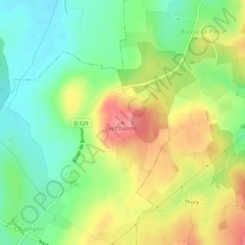 Les Chaumes地形图、海拔、地势