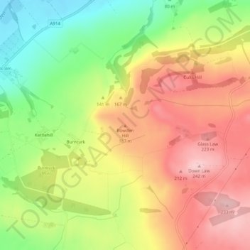Bowden Hill地形图、海拔、地势