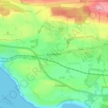 Cairneyhill地形图、海拔、地势