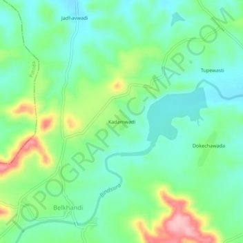 Kadamwadi地形图、海拔、地势