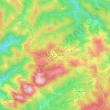 Pinhal dos Guarás地形图、海拔、地势