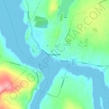 Bucksport地形图、海拔、地势