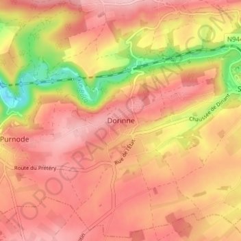 Dorinne地形图、海拔、地势