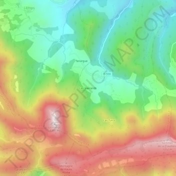 Les Viarrands地形图、海拔、地势