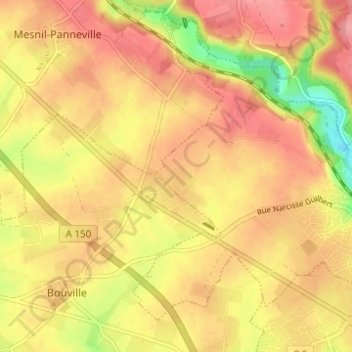 Hameau de la Route地形图、海拔、地势