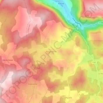 Rouges Parets地形图、海拔、地势