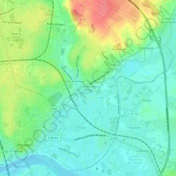 Cour du Pont Patin地形图、海拔、地势