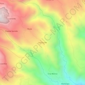 Las Cruces地形图、海拔、地势