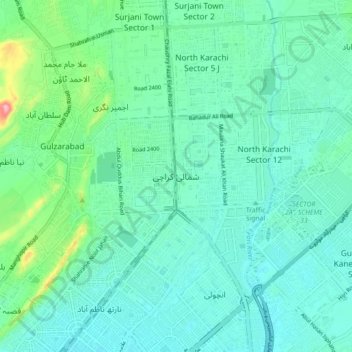 North Karachi地形图、海拔、地势