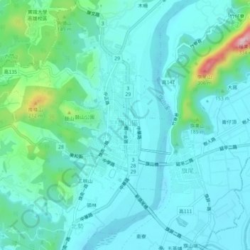 蕃薯寮地形图、海拔、地势