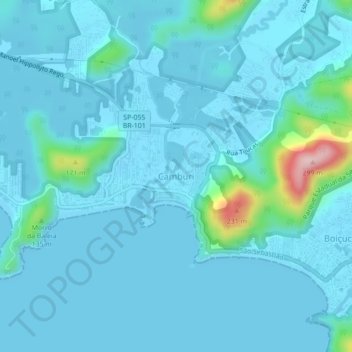 Camburi地形图、海拔、地势