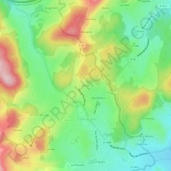 Villette地形图、海拔、地势